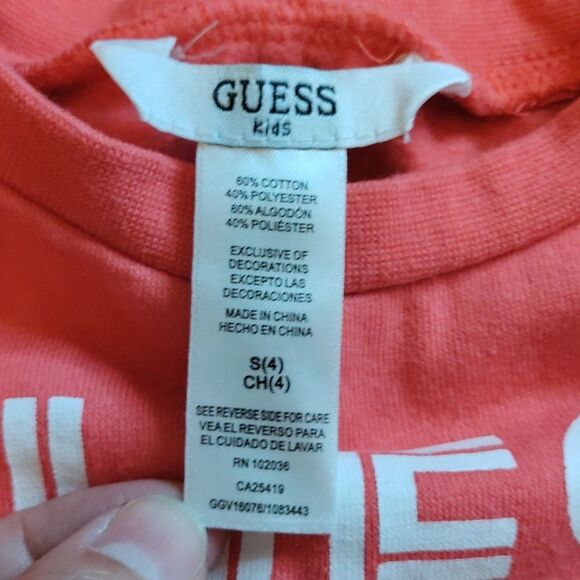 Guess Sweatshirt size 4 Coral Sweatshirt Cotton Fall gold Accents - Picture 3 of 5
